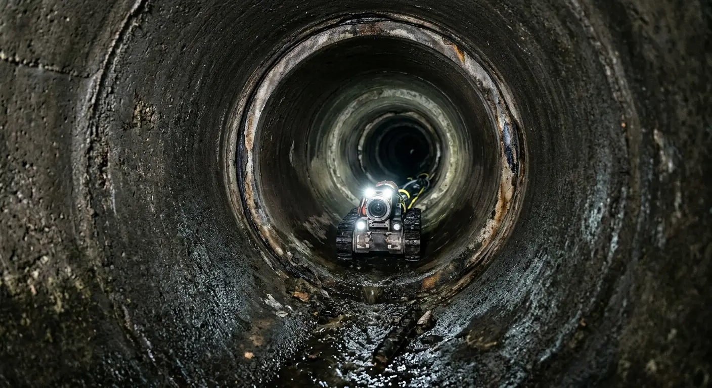 Robotic sewer camera inspecting pipe interior for Sewer Line Repair in Triana